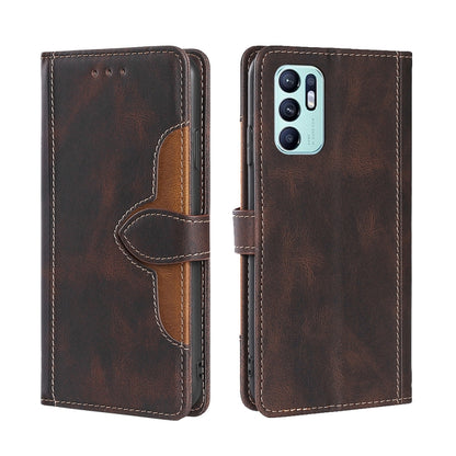 Skin Feel Straw Hat Magnetic Buckle Leather Phone Case, For OPPO Reno5 Pro+ 5G / Find X3 Neo, For OPPO Reno5 A, For OPPO Reno6, For OPPO Reno6 4G, For OPPO Reno6 Pro, For OPPO Reno6 Pro+