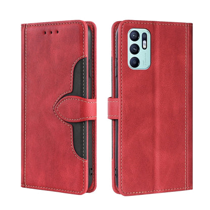 Skin Feel Straw Hat Magnetic Buckle Leather Phone Case, For OPPO Reno5 Pro+ 5G / Find X3 Neo, For OPPO Reno5 A, For OPPO Reno6, For OPPO Reno6 4G, For OPPO Reno6 Pro, For OPPO Reno6 Pro+