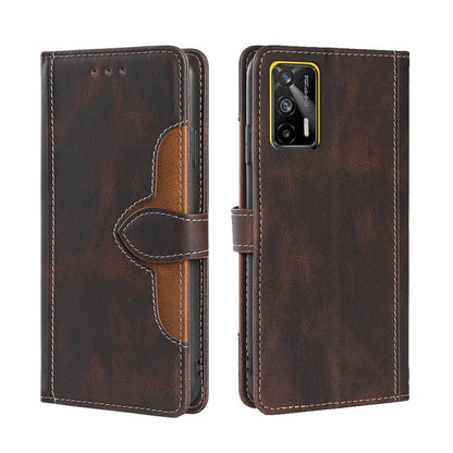 Skin Feel Straw Hat Magnetic Buckle Leather Phone Case, For OPPO Realme GT / Q3 Pro 5G, For OPPO Realme GT Explorer Master, For OPPO Realme Narzo 50A, For OPPO Realme 8 5G / Realme V13 5G