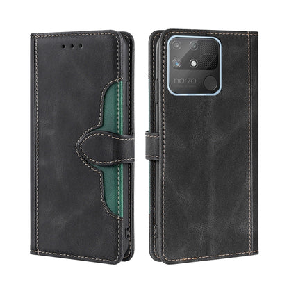 Skin Feel Straw Hat Magnetic Buckle Leather Phone Case, For OPPO Realme GT / Q3 Pro 5G, For OPPO Realme GT Explorer Master, For OPPO Realme Narzo 50A, For OPPO Realme 8 5G / Realme V13 5G