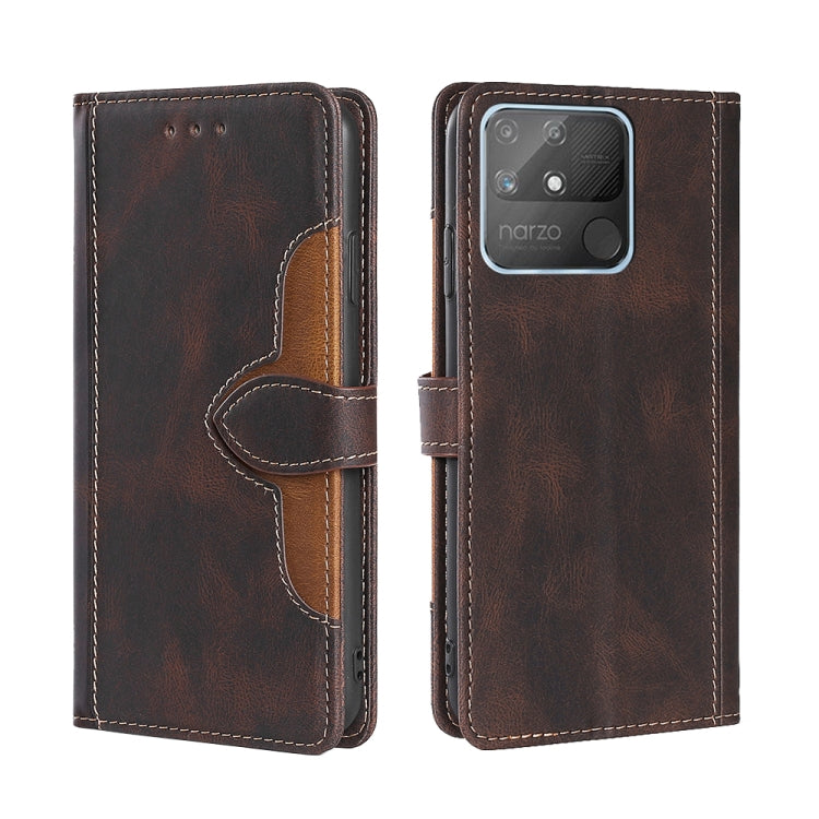 Skin Feel Straw Hat Magnetic Buckle Leather Phone Case, For OPPO Realme GT / Q3 Pro 5G, For OPPO Realme GT Explorer Master, For OPPO Realme Narzo 50A, For OPPO Realme 8 5G / Realme V13 5G