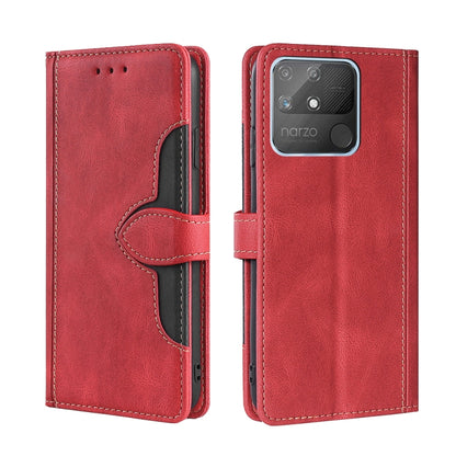 Skin Feel Straw Hat Magnetic Buckle Leather Phone Case, For OPPO Realme GT / Q3 Pro 5G, For OPPO Realme GT Explorer Master, For OPPO Realme Narzo 50A, For OPPO Realme 8 5G / Realme V13 5G