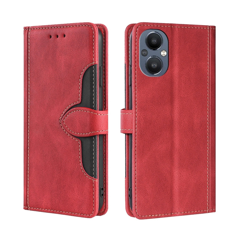 Skin Feel Straw Hat Magnetic Buckle Leather Phone Case, For OnePlus Nord N20 5G
