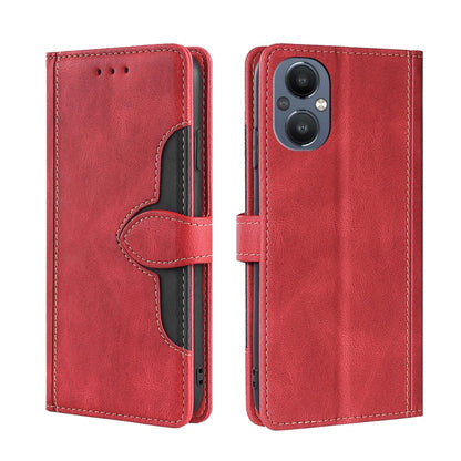Skin Feel Straw Hat Magnetic Buckle Leather Phone Case, For OnePlus Nord N20 5G