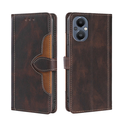 Skin Feel Straw Hat Magnetic Buckle Leather Phone Case, For OnePlus Nord N20 5G