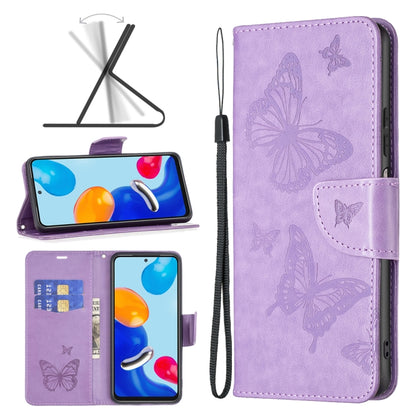 Two Butterflies Embossing Leather Phone Case, For Xiaomi Redmi Note 11 Global, For Samsung Galaxy A23 5G