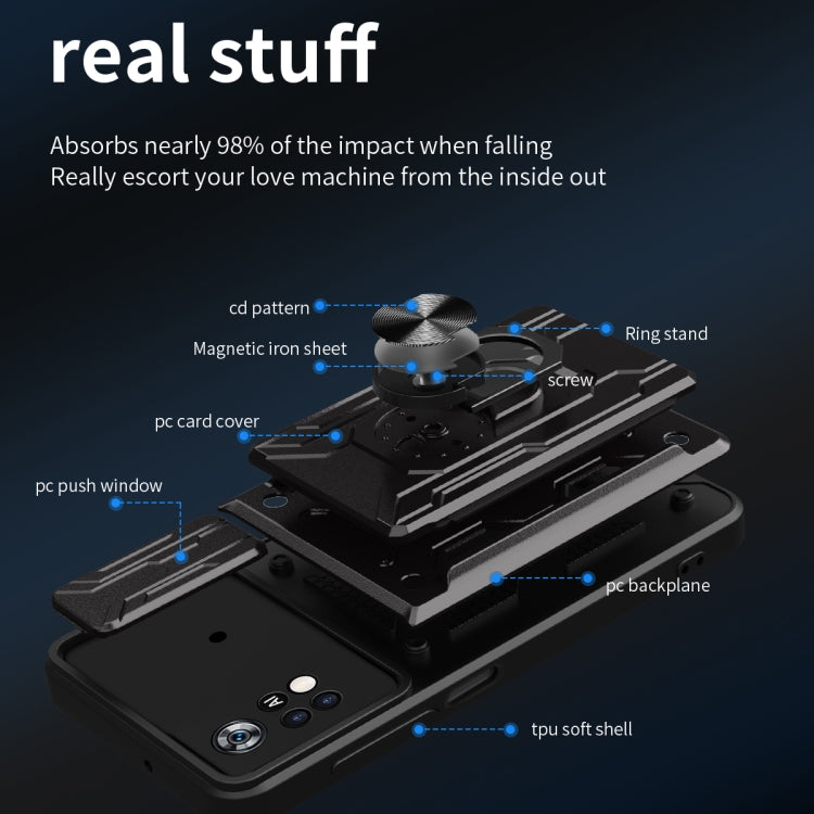 Sliding Camshield TPU+PC Phone Case with Card Slot, For Xiaomi Poco X4 Pro 5G