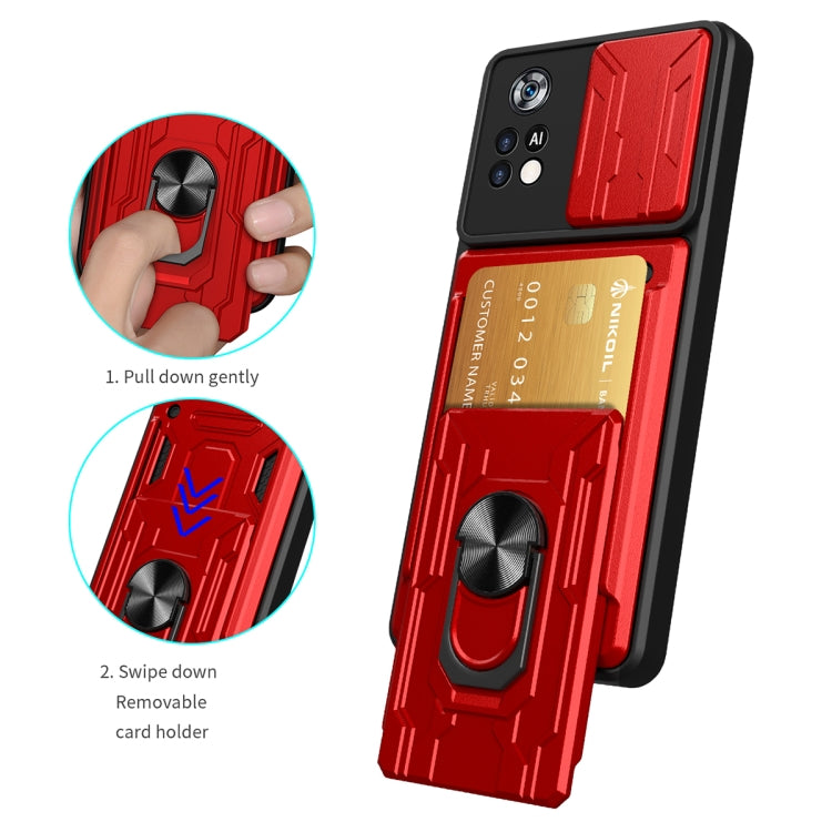 Sliding Camshield TPU+PC Phone Case with Card Slot, For Xiaomi Poco X4 Pro 5G