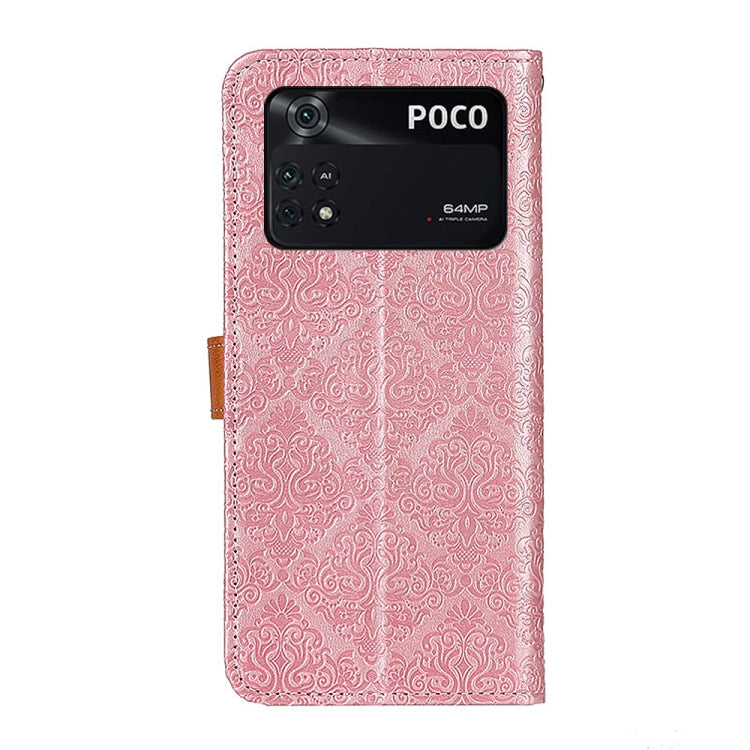 European Floral Embossed Leather Phone Case, For Xiaomi Poco M4 Pro 4G