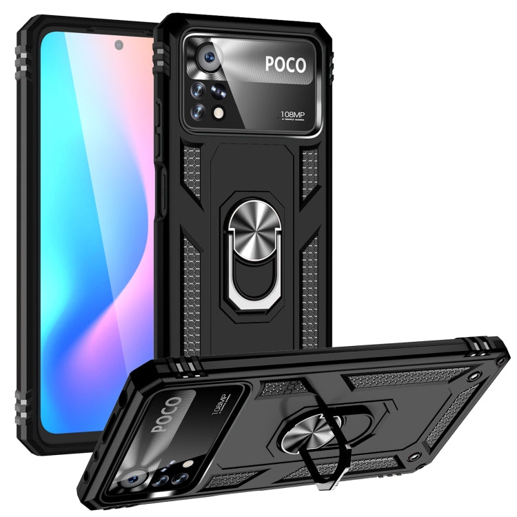 Shockproof TPU + PC Phone Case with 360 Degrees Rotating Holder, For Xiaomi Poco X4 Pro 5G