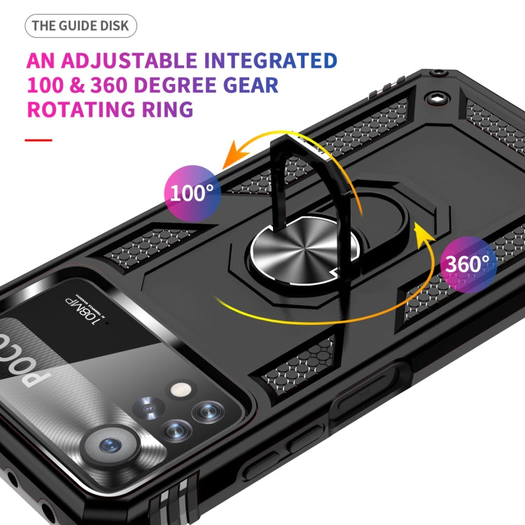 Shockproof TPU + PC Phone Case with 360 Degrees Rotating Holder, For Xiaomi Poco X4 Pro 5G