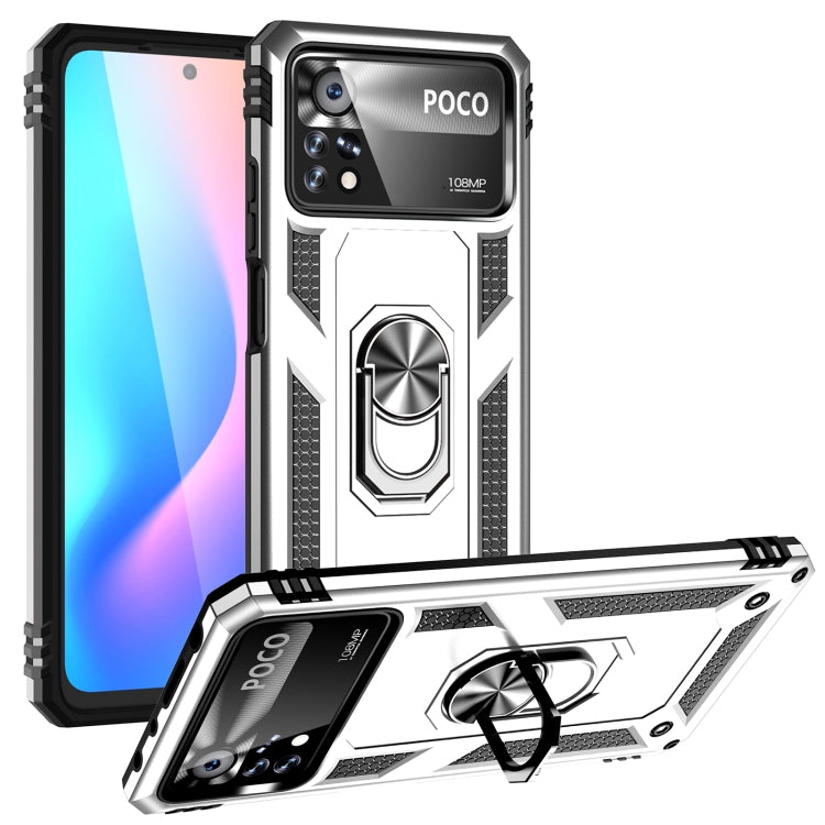 Shockproof TPU + PC Phone Case with 360 Degrees Rotating Holder, For Xiaomi Poco X4 Pro 5G