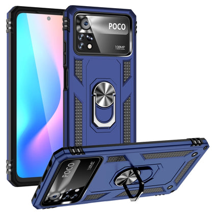 Shockproof TPU + PC Phone Case with 360 Degrees Rotating Holder, For Xiaomi Poco X4 Pro 5G