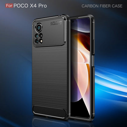 Brushed Texture Carbon Fiber TPU Phone Case, For Xiaomi Poco X4 Pro 5G Precise Hole