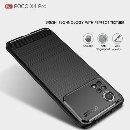 Brushed Texture Carbon Fiber TPU Phone Case, For Xiaomi Poco X4 Pro 5G Precise Hole