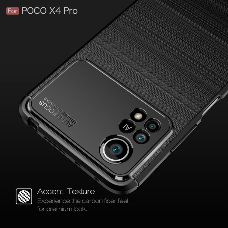 Brushed Texture Carbon Fiber TPU Phone Case, For Xiaomi Poco X4 Pro 5G Precise Hole