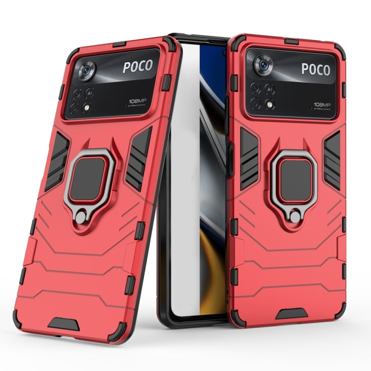 Shockproof PC + TPU Protective Phone Case with Magnetic Ring Holder, For Xiaomi Poco M4 Pro 4G, For Xiaomi Poco X4 Pro 5G