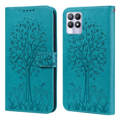 Tree & Deer Pattern Pressed Printing Horizontal Flip Leather Phone Case, For OPPO A32 / A33 / A52 / A52s, For OPPO A16, For Realme 8i