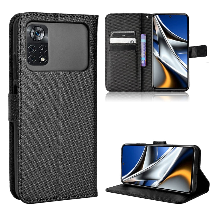 Diamond Texture Leather Phone Case, For Xiaomi Poco M4 Pro 4G Big Hole, For Xiaomi Poco M4 Pro 4G Fine Hole, For Xiaomi Poco M4 Pro 5G Big Hole, For Xiaomi Poco M4 Pro 5G Fine Hole