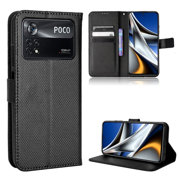 Diamond Texture Leather Phone Case, For Xiaomi Poco M4 Pro 4G Big Hole, For Xiaomi Poco M4 Pro 4G Fine Hole, For Xiaomi Poco M4 Pro 5G Big Hole, For Xiaomi Poco M4 Pro 5G Fine Hole