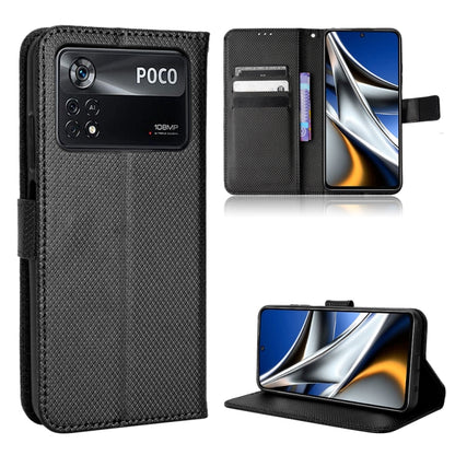 Diamond Texture Leather Phone Case, For Xiaomi Poco M4 Pro 4G Big Hole, For Xiaomi Poco M4 Pro 4G Fine Hole, For Xiaomi Poco M4 Pro 5G Big Hole, For Xiaomi Poco M4 Pro 5G Fine Hole