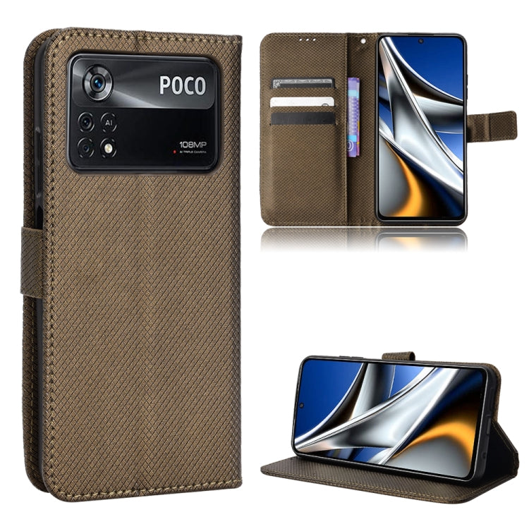 Diamond Texture Leather Phone Case, For Xiaomi Poco M4 Pro 4G Big Hole, For Xiaomi Poco M4 Pro 4G Fine Hole, For Xiaomi Poco M4 Pro 5G Big Hole, For Xiaomi Poco M4 Pro 5G Fine Hole