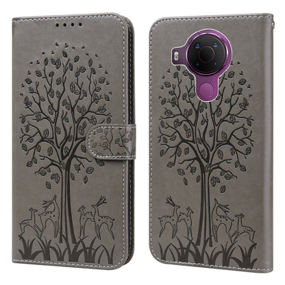 Tree & Deer Pattern Pressed Flip Leather Phone Case, For Nokia 3.4 / 5.4, For Nokia G20 / G10 / 6.3, For Sony Xperia 10 III, For Xiaomi Redmi 9T / 9 Power, For Xiaomi Redmi 10