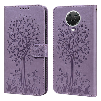 Tree & Deer Pattern Pressed Flip Leather Phone Case, For Nokia 3.4 / 5.4, For Nokia G20 / G10 / 6.3, For Sony Xperia 10 III, For Xiaomi Redmi 9T / 9 Power, For Xiaomi Redmi 10