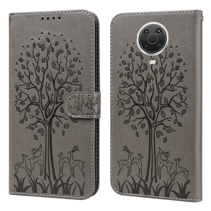 Tree & Deer Pattern Pressed Flip Leather Phone Case, For Nokia 3.4 / 5.4, For Nokia G20 / G10 / 6.3, For Sony Xperia 10 III, For Xiaomi Redmi 9T / 9 Power, For Xiaomi Redmi 10