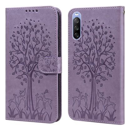 Tree & Deer Pattern Pressed Flip Leather Phone Case, For Nokia 3.4 / 5.4, For Nokia G20 / G10 / 6.3, For Sony Xperia 10 III, For Xiaomi Redmi 9T / 9 Power, For Xiaomi Redmi 10