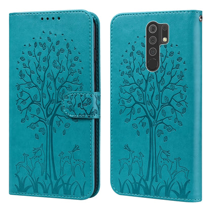 Tree & Deer Pattern Pressed Flip Leather Phone Case, For Xiaomi Redmi Note 8 2021 / Note 8, For Xiaomi Redmi 9 / Redmi 10X, For Xiaomi Redmi Note 10 5G / Poco M3 Pro 5G, For Xiaomi Redmi Note 10 / Note 10S