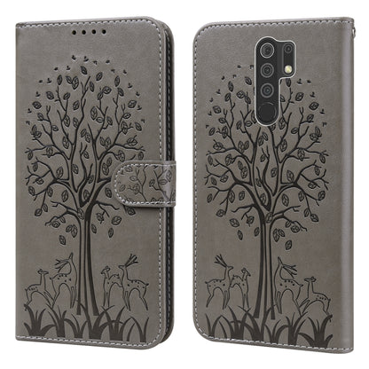Tree & Deer Pattern Pressed Flip Leather Phone Case, For Xiaomi Redmi Note 8 2021 / Note 8, For Xiaomi Redmi 9 / Redmi 10X, For Xiaomi Redmi Note 10 5G / Poco M3 Pro 5G, For Xiaomi Redmi Note 10 / Note 10S