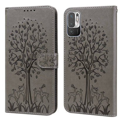 Tree & Deer Pattern Pressed Flip Leather Phone Case, For Xiaomi Redmi Note 8 2021 / Note 8, For Xiaomi Redmi 9 / Redmi 10X, For Xiaomi Redmi Note 10 5G / Poco M3 Pro 5G, For Xiaomi Redmi Note 10 / Note 10S