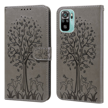 Tree & Deer Pattern Pressed Flip Leather Phone Case, For Xiaomi Redmi Note 8 2021 / Note 8, For Xiaomi Redmi 9 / Redmi 10X, For Xiaomi Redmi Note 10 5G / Poco M3 Pro 5G, For Xiaomi Redmi Note 10 / Note 10S