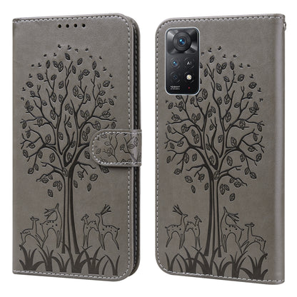 Tree & Deer Pattern Pressed Flip Leather Phone Case, For Xiaomi Redmi Note 10 Pro / Note 10 Pro Max, For Xiaomi Redmi Note 11 4G, For Xiaomi Redmi Note 11 Pro 4G / 5G, For Xiaomi Redmi Note 9 Pro / Note 9 Pro Max