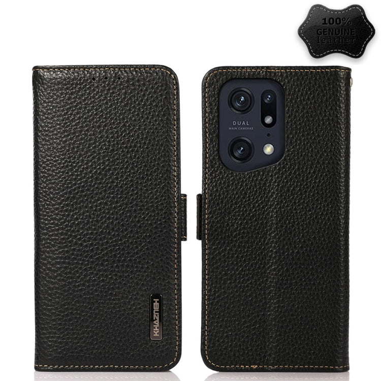 KHAZNEH Side-Magnetic Litchi Genuine Leather RFID Phone Case, For Xiaomi Poco X4 Pro 5G, For OPPO Find X5 Pro, For TCL 30 5G / 30 Plus 5G, For Wiko Y52, For OPPO Find X5, For Xiaomi Redmi K40S 5G