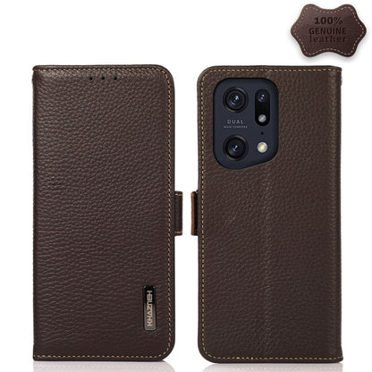 KHAZNEH Side-Magnetic Litchi Genuine Leather RFID Phone Case, For Xiaomi Poco X4 Pro 5G, For OPPO Find X5 Pro, For TCL 30 5G / 30 Plus 5G, For Wiko Y52, For OPPO Find X5, For Xiaomi Redmi K40S 5G