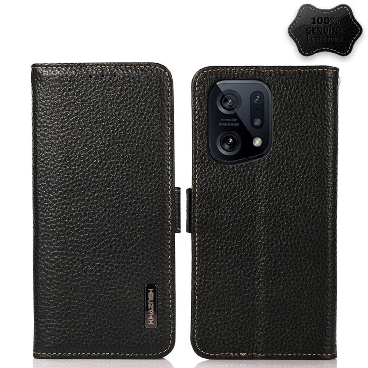 KHAZNEH Side-Magnetic Litchi Genuine Leather RFID Phone Case, For Xiaomi Poco X4 Pro 5G, For OPPO Find X5 Pro, For TCL 30 5G / 30 Plus 5G, For Wiko Y52, For OPPO Find X5, For Xiaomi Redmi K40S 5G