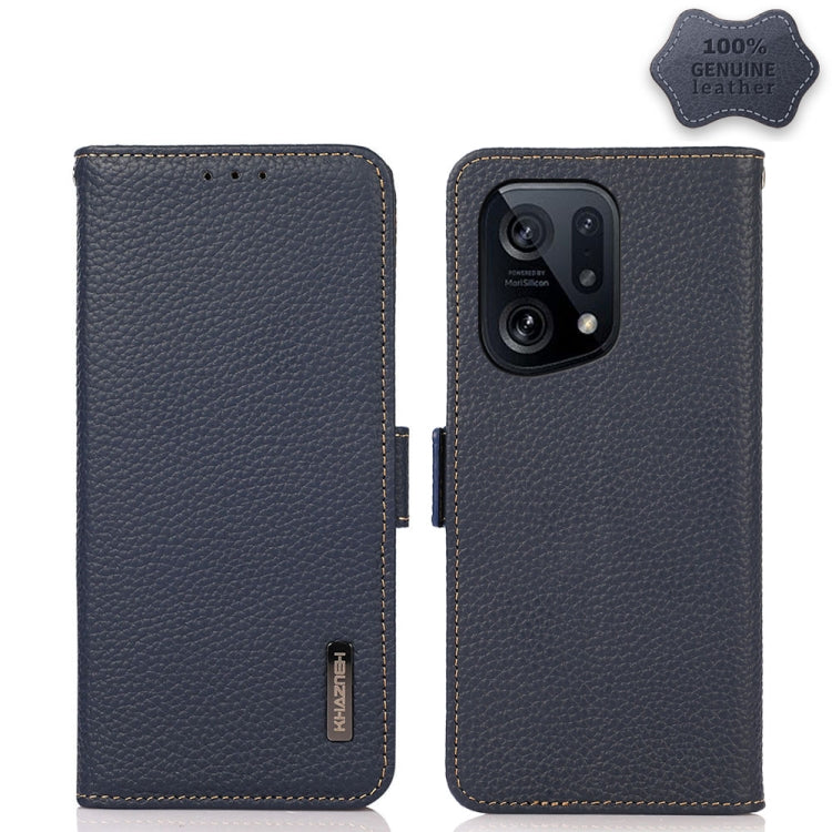 KHAZNEH Side-Magnetic Litchi Genuine Leather RFID Phone Case, For Xiaomi Poco X4 Pro 5G, For OPPO Find X5 Pro, For TCL 30 5G / 30 Plus 5G, For Wiko Y52, For OPPO Find X5, For Xiaomi Redmi K40S 5G