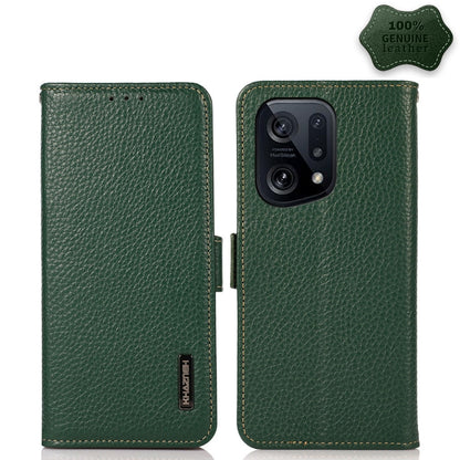KHAZNEH Side-Magnetic Litchi Genuine Leather RFID Phone Case, For Xiaomi Poco X4 Pro 5G, For OPPO Find X5 Pro, For TCL 30 5G / 30 Plus 5G, For Wiko Y52, For OPPO Find X5, For Xiaomi Redmi K40S 5G