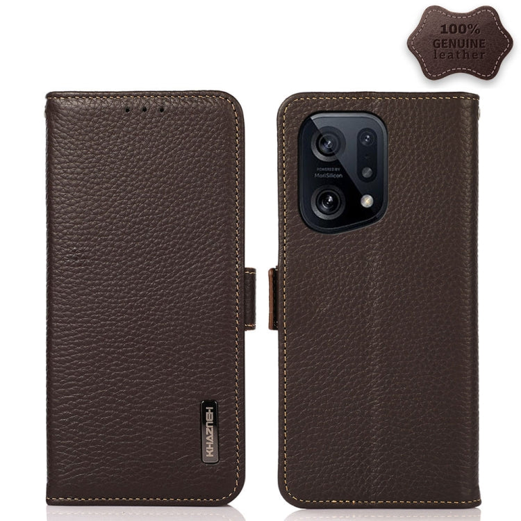KHAZNEH Side-Magnetic Litchi Genuine Leather RFID Phone Case, For Xiaomi Poco X4 Pro 5G, For OPPO Find X5 Pro, For TCL 30 5G / 30 Plus 5G, For Wiko Y52, For OPPO Find X5, For Xiaomi Redmi K40S 5G
