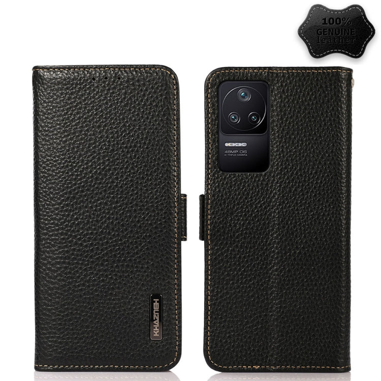 KHAZNEH Side-Magnetic Litchi Genuine Leather RFID Phone Case, For Xiaomi Poco X4 Pro 5G, For OPPO Find X5 Pro, For TCL 30 5G / 30 Plus 5G, For Wiko Y52, For OPPO Find X5, For Xiaomi Redmi K40S 5G