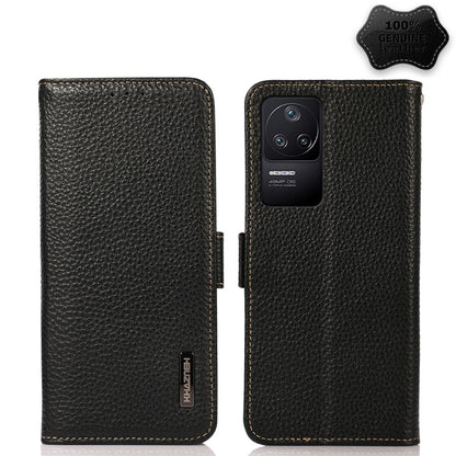 KHAZNEH Side-Magnetic Litchi Genuine Leather RFID Phone Case, For Xiaomi Poco X4 Pro 5G, For OPPO Find X5 Pro, For TCL 30 5G / 30 Plus 5G, For Wiko Y52, For OPPO Find X5, For Xiaomi Redmi K40S 5G