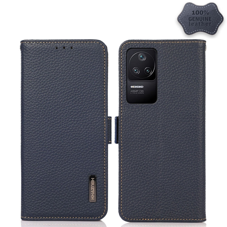 KHAZNEH Side-Magnetic Litchi Genuine Leather RFID Phone Case, For Xiaomi Poco X4 Pro 5G, For OPPO Find X5 Pro, For TCL 30 5G / 30 Plus 5G, For Wiko Y52, For OPPO Find X5, For Xiaomi Redmi K40S 5G