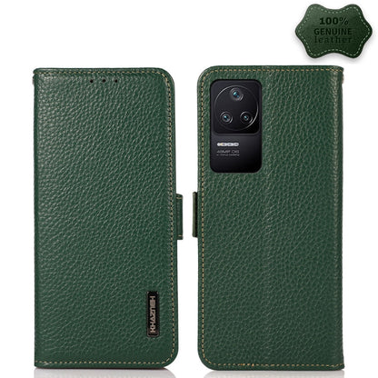 KHAZNEH Side-Magnetic Litchi Genuine Leather RFID Phone Case, For Xiaomi Poco X4 Pro 5G, For OPPO Find X5 Pro, For TCL 30 5G / 30 Plus 5G, For Wiko Y52, For OPPO Find X5, For Xiaomi Redmi K40S 5G