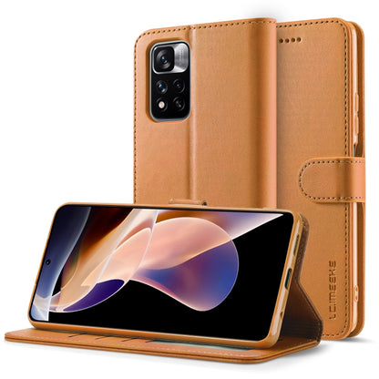 LC.IMEEKE Calf Texture Leather Phone Case, For Xiaomi Redmi Note 11 Pro+ 5G International Version