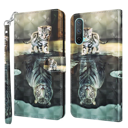 3D Painting Pattern TPU + PU Leather Phone Case, For OnePlus Nord CE 5G, For OnePlus Nord N200 5G