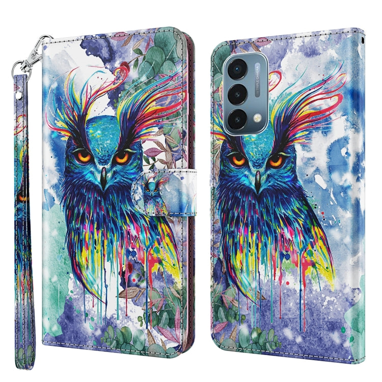 3D Painting Pattern TPU + PU Leather Phone Case, For OnePlus Nord CE 5G, For OnePlus Nord N200 5G