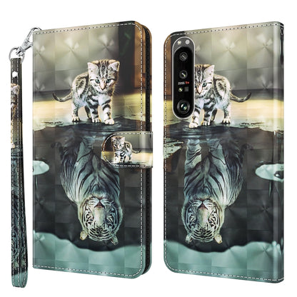 3D Painting Pattern TPU + PU Leather Phone Case, For Sony Xperia 1 II, For Sony Xperia 1 III