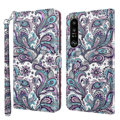 3D Painting Pattern TPU + PU Leather Phone Case, For Sony Xperia 1 II, For Sony Xperia 1 III